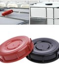 Get A Heavy Duty HDPE Tote Tank Lid With Leak Proof Gasket To Seal 163mm Ibc Containers From Major Brands Like Greif And Schutz For Super Secure Bulk Storage That Keeps Liquid In Where It Belongs Without Any Mess Or Spills, featuring red and black lids.