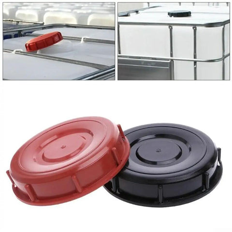 Get A Heavy Duty HDPE Tote Tank Lid With Leak Proof Gasket To Seal 163mm Ibc Containers From Major Brands Like Greif And Schutz For Super Secure Bulk Storage That Keeps Liquid In Where It Belongs Without Any Mess Or Spills, featuring red and black lids.