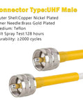 6ft White RG8x Coax Cable UHF Male To Male For CB Radio with detailed connector specifications in text