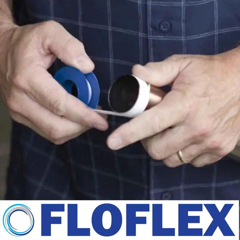 Man holding PTFE Pipe Thread Seal Tape Set 10 Rolls 1/2 Inch By 394 Inches Heavy Duty Pro Grade Teflon Tape for plumbing