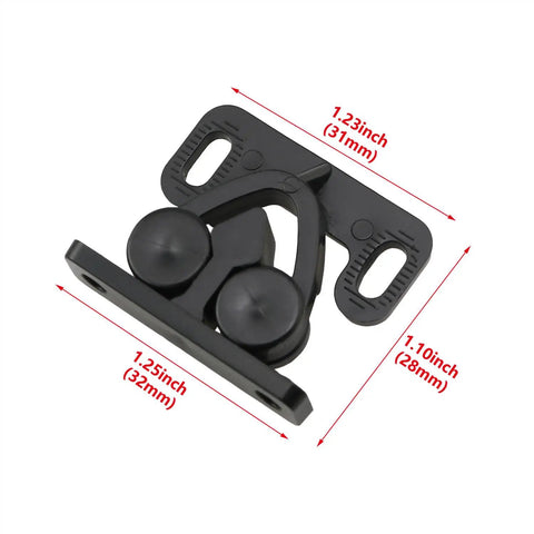 Black Spring Loaded Roller Door Catch Latch 4 Pack, 31 By 32 By 28 Mm Plastic Cabinet Collision Lock, Heavy Duty wardrobe hardware close-up.