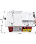 Slick Mini Table Saw Fueled By A Rugged Dual Motor For Quick Wood And Pcb Cuts Top Tier DIY workbench with precision cutting features.