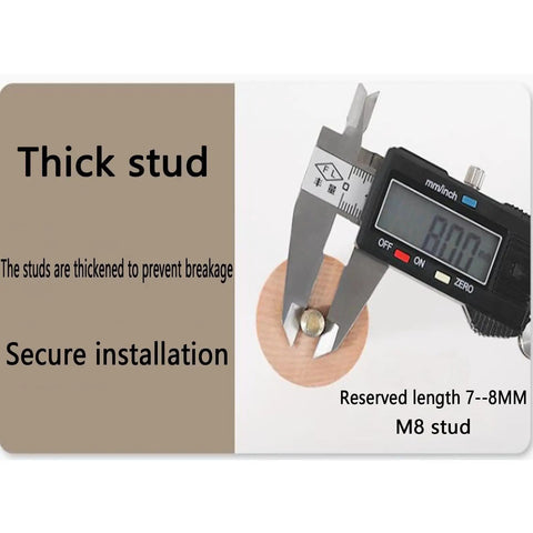 Thick stud measurement for Rock Solid Heavy Duty Furniture Legs with Smooth Rolling Casters Set Of 4 Adjustable Solid Beech Wooden Replacement Feet.
