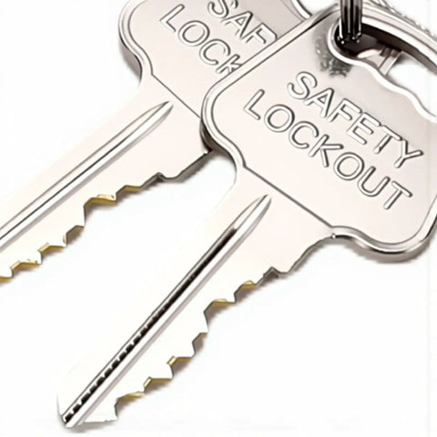 Close-up of keys for Industrial Safety Lockout Kit With 6 Hole Tamper Proof Hasps For Equipment Shutdown And Maintenance Non Conductive Body