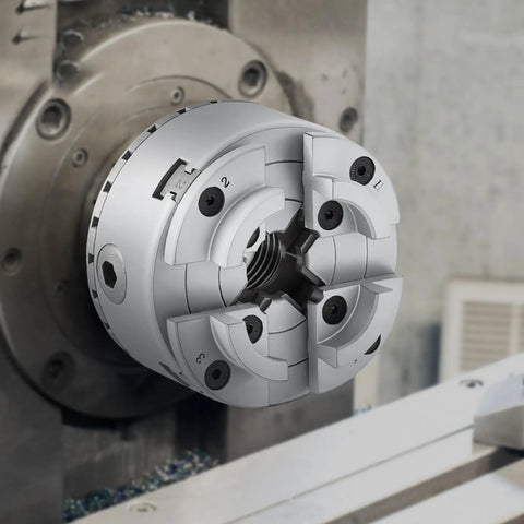 4-Jaw Lathe Chuck 2.75 Inch Self-Centering Precision Machining Tool attached to a milling machine