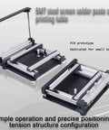 Manual SMT Solder Paste Printing Table With Steel Mesh, Small Screen Printing Station showing platform angle and tension structure