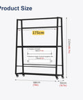 Heavy Duty Garage Mobile Vinyl Wrap Organizer Rack Featuring Adjustable Multi Tier Metal Frame And Smooth Rolling Lockable Casters product dimensions illustration