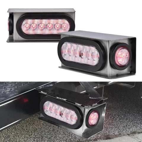 Two Pack Clear Tail Light Kit With Steel Housing For Trucks Fits Chevy Silverado 1500 2500 3500 HD GMC Sierra Toyota Tundra
