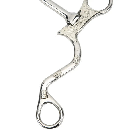 Copper Roller Horse Bit With Stainless Steel Construction For Equestrian Riding, close-up of the shank and joint, 120mm size.
