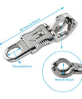 Front view of zinc alloy quick-release panic snap for paracord, silver metal with circular ring
