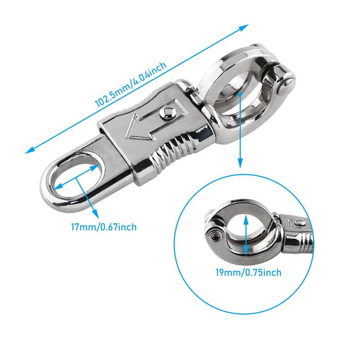 Front view of zinc alloy quick-release panic snap for paracord, silver metal with circular ring