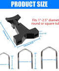Hi Lift Jack Tube Mount For 1 To 2.5 Inch Tubing Fits Polaris RZR Offroad Rigs Universal Vehicle And Truck Adjustable High Lift Jack Mounting Aluminum With Stainless Hardware shown with dimensions.