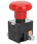 Heavy Duty Metal Emergency Stop Switch With Latching Design For Electric Forklifts And Pallet Cars Fast Cutoff Push Button 125A DC80V, featuring red oversized push button.