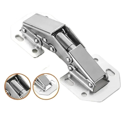 Half Set Cabinet Hinges 90 Degree No Drill Cupboard Door Stainless Steel Soft Close Dampening System