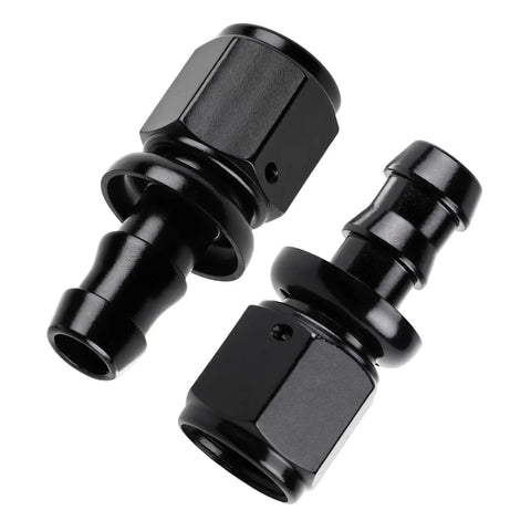 Two Pack 6AN Female To 3/8 Inch Barb Hose Fittings Leak Proof 37 Degree Flare Chamfer Deep Thread Ideal For Fuel Lines Oil Coolers Transmission Coolers Automotive Marine And Industrial Use, black aluminum