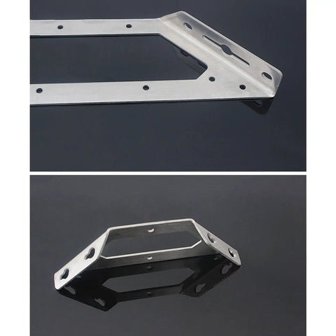 Heavy Duty Stainless Steel Corner Brackets For Furniture Assembly Rust Proof 90 Degree Wood Metal Bracket Kit detailed view showing edges and holes.