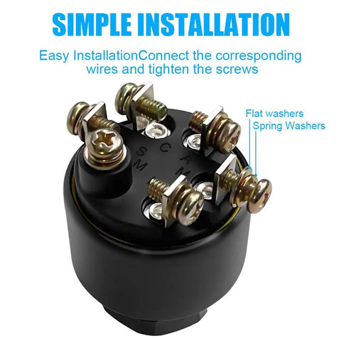 Push To Choke Ignition Switch For Inboard And Outboard Marine Motors With 6 Terminals And Two Keys Easy Install And Maximum Corrosion Protection Replaces Many OMC Systems Durable Marine Grade Starter Switch with detailed terminal view