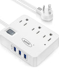 Flat Plug Power Strip With 3 Outlets And 3 USB Ports, 4 Ft Desk Charging Station For Dorm Room Or Home, Travel Ready