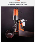 Heavy Duty Magnetic Drill Press Serving 1500W Kick And Adjustable 250 To 450 RPM Speeds with annular cut on steel beam.