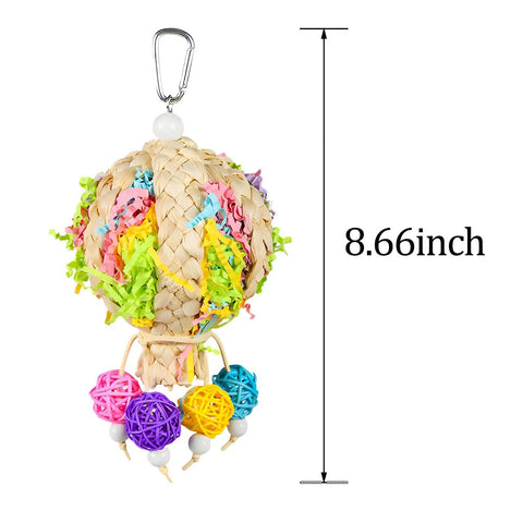 Two Pack Natural Hot Air Balloon Bird Toy Foraging And Chew With Colorful Rattan Balls For Small To Medium Parakeets Cockatiels