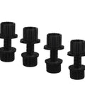 Built Tough Nylon License Plate Bolts And Screws With Nuts For Motorcycles Scooters Bikes 4 Piece Set Universal 6MM Thread, black plastic fasteners.