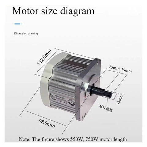 Diagram of Beefed Up Brushless Servo Motor For Woodworking Tools 1100W 220V with dimensions showing motor size and parts