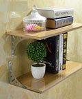 Badass Heavy Duty Steel Angle Iron Corners 12 Inch L Shaped Wall Brackets For Shelving Supports and Corner Bracing holding a shelf with books and a plant