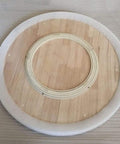 Extra Large 40 Inch Natural Wood Lazy Susan Rotating Serving Tray Kitchen Tabletop Organizer base with smooth spin mechanism.