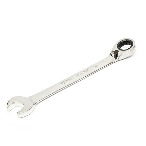 Single wrench from Eight Piece 12 Point Reversible Ratcheting Wrench Set Metric For Fasteners With 72 Teeth 5 Degree Swing Off Corner Loading Design