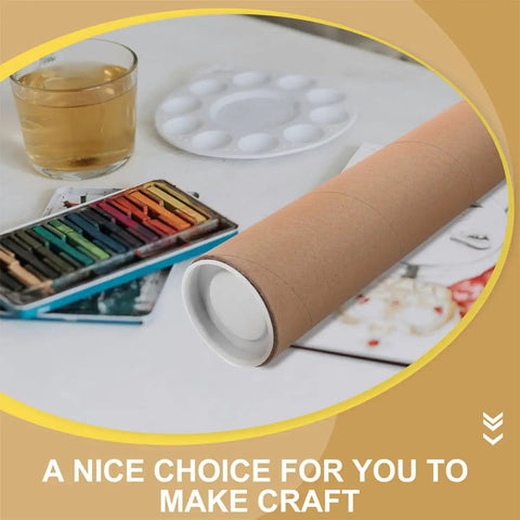 Kraft Paper Mailing Tubes With Caps 6.5 cm inner diameter 33 cm length 3 mm thick cardboard used for art supplies storage
