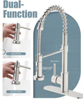 Stainless Steel Kitchen Faucet Set With Pull Down Sprayer And Soap Dispenser No Fuss Commercial Grade faucet dual-function modes