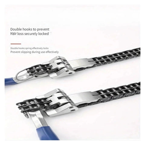 Heavy Duty Adjustable Universal Oil Filter Wrench With Anti Slip Grip And Dual Link Chain For Easy Car Maintenance And Quick Oil Changes, double chain hooks