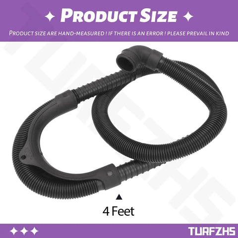 Washer Drain Hose Replacement Compatible With Maytag 1CWTW4 2DWTW 3DWTW 3LWTW 3NWTW4800 3SWTW4800 4GWTW 4GMVW 4KMVW 4KNTW 7MMVW Series Plug And Play No Fuss Install Flexible Hose For Quiet Leak Free Draining, 4 feet black corrugated hose