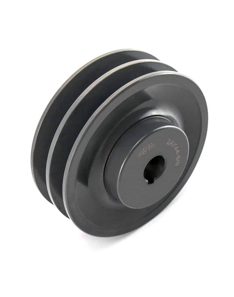 Double Groove Web Sheave 4.25 Inch Outer Diameter 5/8 Inch Bore For V Belt A 3L And 4L Belts Cast Iron Beefy Heavy Duty Pulley With Fixed Bore Industrial Grade Construction Model 2AK4458