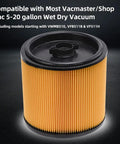 Replacement Standard Cartridge Filter And Retainer For VCFS Filters Fits 5 To 20 Gallons Wet Dry Vacuums product shown