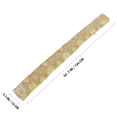 Silk Brocade Carrying Bag With Tassel 53 Inch Sword Case For Katanas Tai Chi Broadswords Wakizashi And Cosplay Gear In Floral Gold Dust