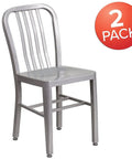 Gael Indoor Outdoor Modern Metal Dining Chairs Set of 2 For Restaurants and Homes, Commercial-Grade Galvanized Steel Seating