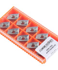 Accusize APKT160408-LH carbide inserts for aluminum in an orange 10-pocket storage case, 10 pcs.