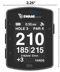 Handheld Golf GPS Rangefinder With Integrated Magnets, Auto Course Recognition, screen displaying yardages on hole 3, grey finish