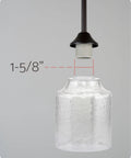 Close-up of one glass shade from Set Of Three Hammered Cylinder Glass Shade Pendant Lights For Bathroom Vanity And Chandelier Upgrade