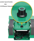 Robust 1850 Watt Dual Head Bench Grinder And Belt Sander Station with adjustable speed knob, 800-12000 RPM for fine finishing.