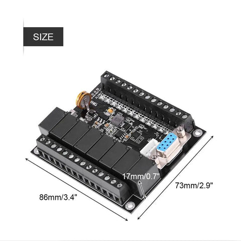 FX1N-20MR DC Panel PLC Controller with Relay Output, shown with dimensions for industrial automation use.