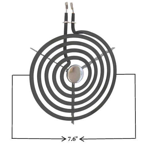 Top view of an 8-inch WB30T10074 electric burner from the 4 Piece Electric Range Surface Burner Kit For GE Hotpoint Ranges.