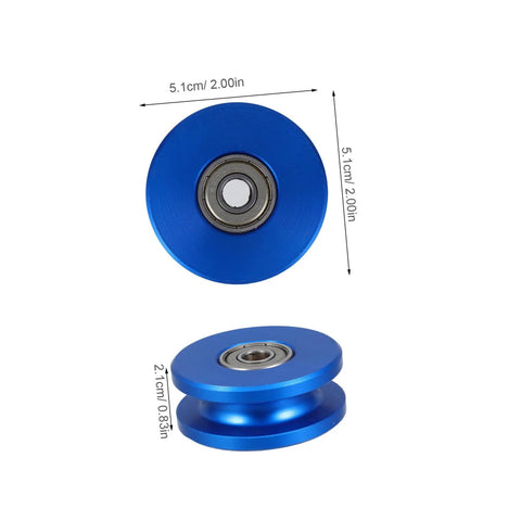 Aluminum U Groove Pulley For Gym Cable System Dual Bearing Silent Roller Stable Home Gym Fitness Gear For Smooth Weight Lifting Compact Quiet Durable Cable Pulley For Any Workout Setup, 5.1cm blue wheel