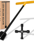 17 Inch Water Meter Key With 4 Way Multi Functional Utilities Key, T Handle Water Shut Off Tool For Curb Main And Underground Valves