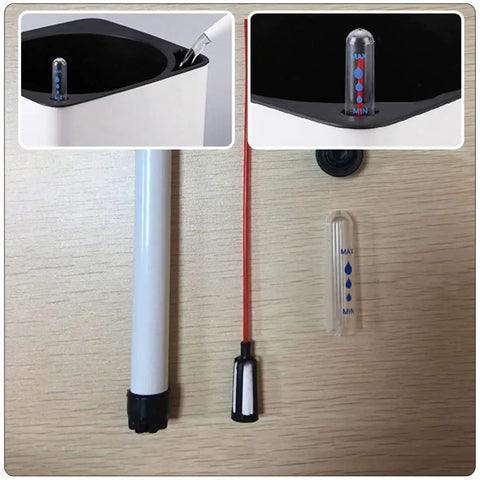 Six Pack Floating Indoor Pot Moisture Probes And Water Level Indicators For Potted Plants with gauge and tube details