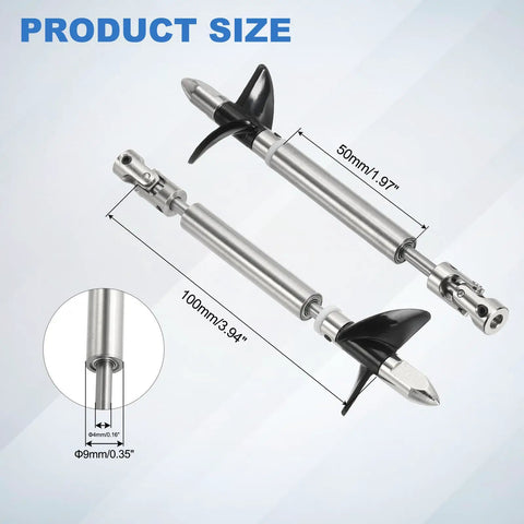 Drive Shaft With Propeller Universal Joint For RC Boats And Submarines, 100mm Long Shaft, 50mm Sleeve, 36mm Prop Diameter
