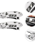 Two Piece Portable Stainless Steel Multitool Pliers Set With Wire Cutters And Multi Purpose Wrench For Outdoor Survival Camping And Fishing Gear Built Tough As Nails For Any Adventure showing tools and close-up details