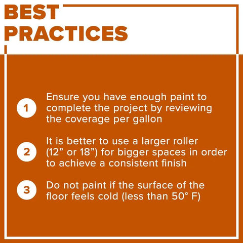 Best practices for using Tough Shield Floor And Patio Paint Gray Pear 1 Gallon Waterborne Acrylic Enamel for interior and exterior floors.