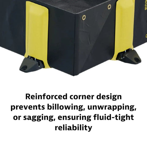 Drive Over Oil Spill Containment Berm 6 Ft By 8 Ft With 12 Inch Walls 335 Gallon Capacity PVC Coated Fabric One Piece Fast Deploy Made In The USA Black